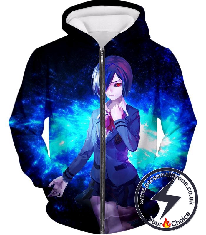 Tokyo Ghoul Beautiful Ghoul Touka Black Awesome Zip Up Hoodie